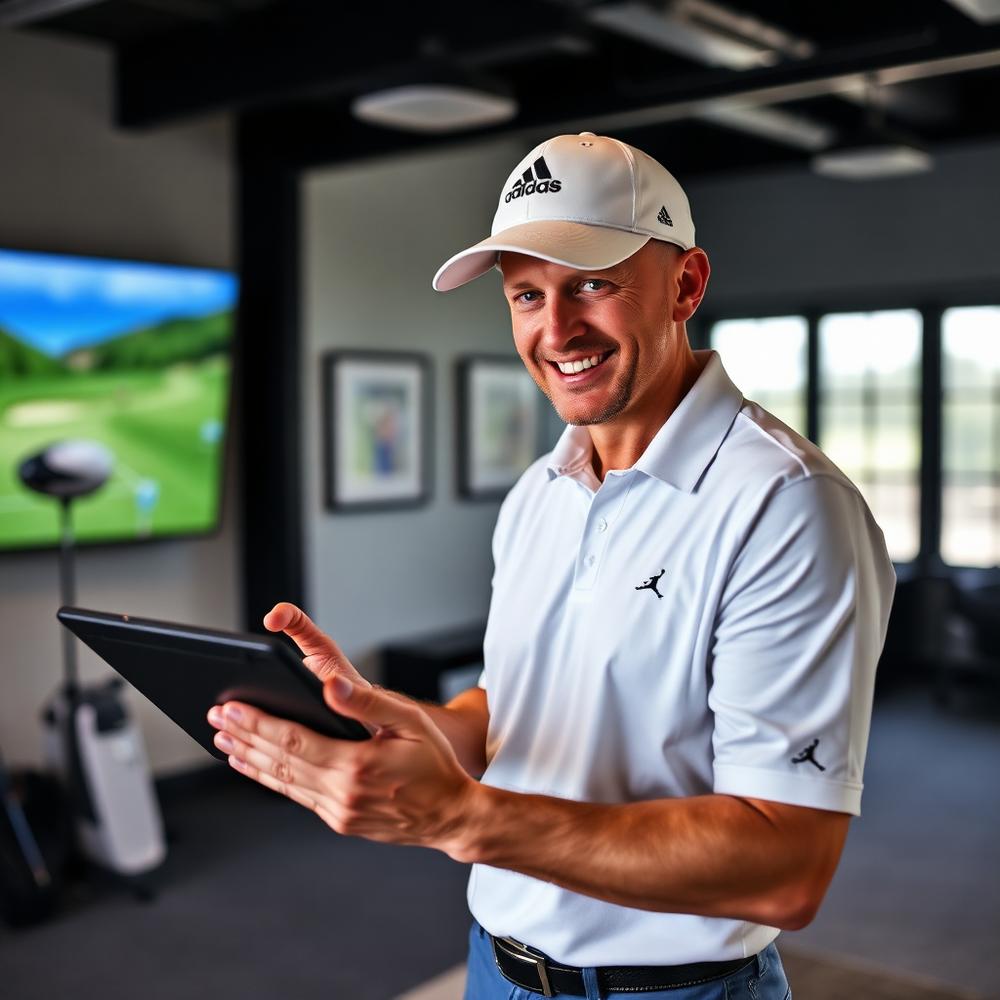 PGA coach reviewing swing data